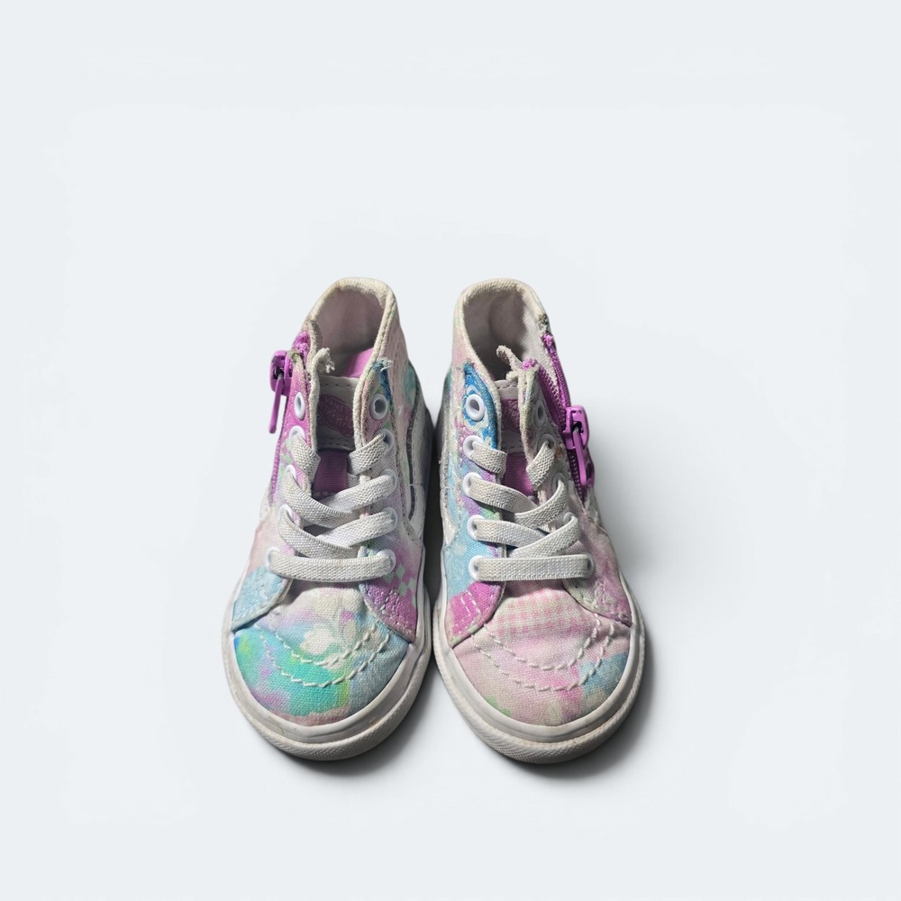 Vans Sk8-Hi Zip Toddler 4.0 Tie Dye Pastel High Top Sneakers Pink Blue Purple - Picture 2 of 5